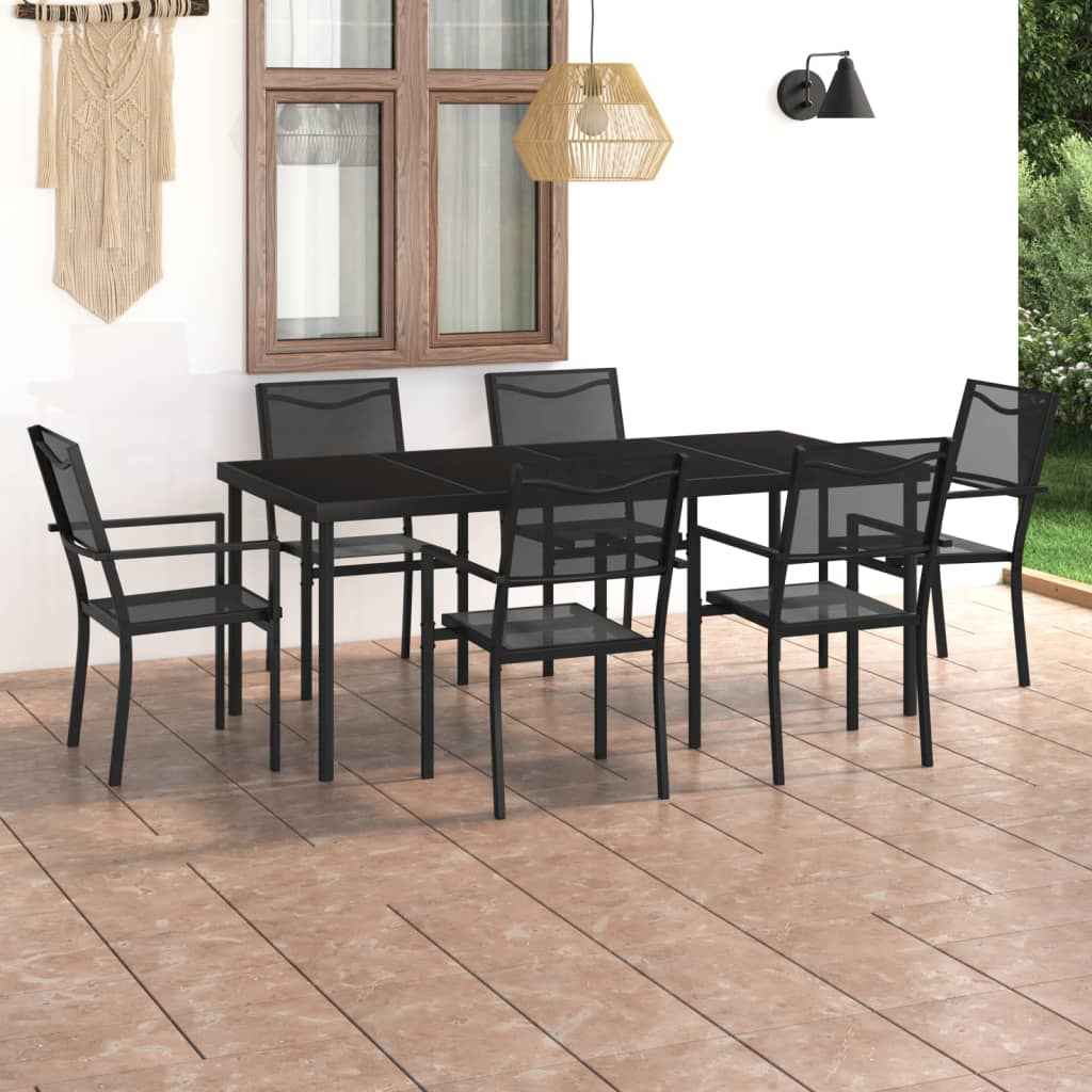 vidaXL 7 pcs conjunto de jantar para exterior aço